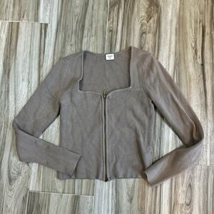 Abercrombie‎ & Fitch Sweater Zip-Up Notch-Neck Slim Top Size M Classic Preppy